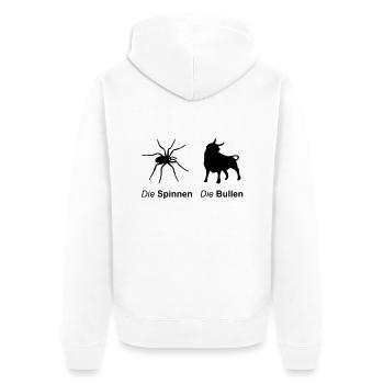 die Spinnen die Bullen - Unisex Premium Bio Zip Hoodie - Weiß - Hinten - Thijin (182cm)