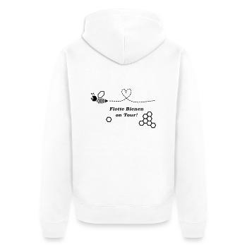 Flotte Bienen on Tour! - Unisex Premium Bio Zip Hoodie - Weiß - Hinten - Thijin (182cm)