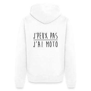 Je peux pas j'ai moto - Veste à capuche bio Premium Unisexe - blanc - Dos - Thijin (182cm)