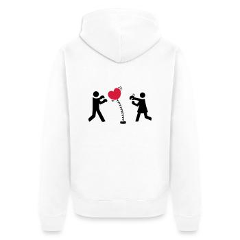 Boîtes coeur - Veste à capuche bio Premium Unisexe - blanc - Dos - Thijin (182cm)