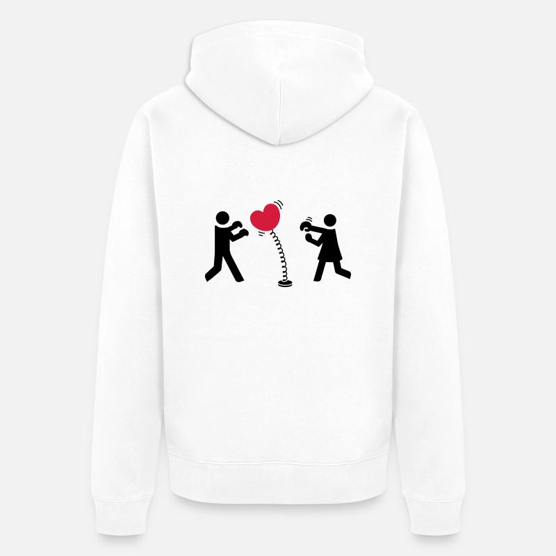 Herz boxen - Unisex Premium Bio Zip Hoodie - Weiß