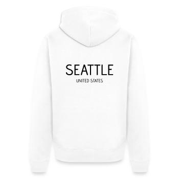 Seattle - Unisex Premium Bio Zip Hoodie - Weiß - Hinten - Thijin (182cm)