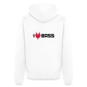 WAVE: I LOVE BASS - Unisex Premium Bio Zip Hoodie - Weiß - Hinten - Thijin (182cm)
