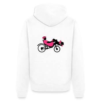 Liegerad Fahrer A 2c - Unisex Premium Bio Zip Hoodie - Weiß - Hinten - Thijin (182cm)