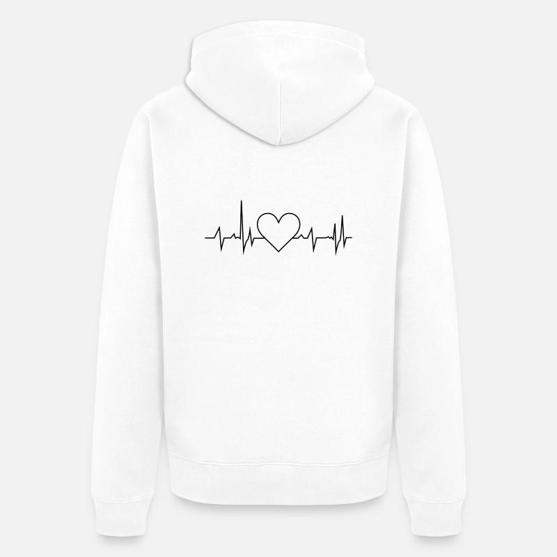 Fréquence cardiaque - Veste à capuche bio Premium Unisexe - blanc