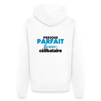Almost Perfect - 100% SINGLE (2c) - Unisex Premium Bio Zip Hoodie - Weiß - Hinten - Thijin (182cm)