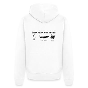 MEIN PLAN FüR HEUTE- Feuerwehr Drehleiter - Unisex Premium Bio Zip Hoodie - Weiß - Hinten - Thijin (182cm)