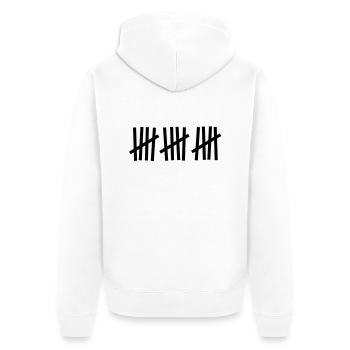Strichliste 15 Striche - Unisex Premium Bio Zip Hoodie - Weiß - Hinten - Thijin (182cm)