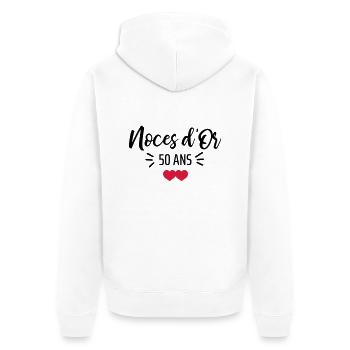 noces d'Or - Veste à capuche bio Premium Unisexe - blanc - Dos - Thijin (182cm)