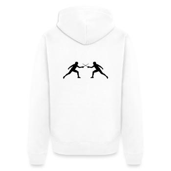 fechten_battle_fa1 - Unisex Premium Bio Zip Hoodie - Weiß - Hinten - Thijin (182cm)