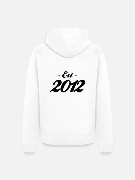 Birth - Established 2012 - Unisex Premium Organic Zip Hoodie - white