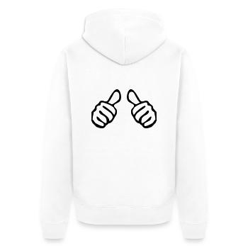 ich daumen pfeil auf mich - Unisex Premium Bio Zip Hoodie - Weiß - Hinten - Thijin (182cm)