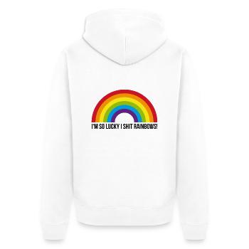 I'm so lucky I shit rainbows! - Unisex Premium Organic Zip Hoodie - white - Back - Thijin (182cm)