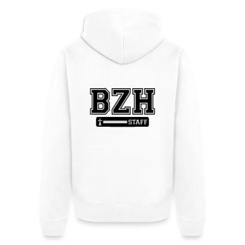 breizh Personal-Logo - Unisex Premium Bio Zip Hoodie - Weiß - Hinten - Thijin (182cm)