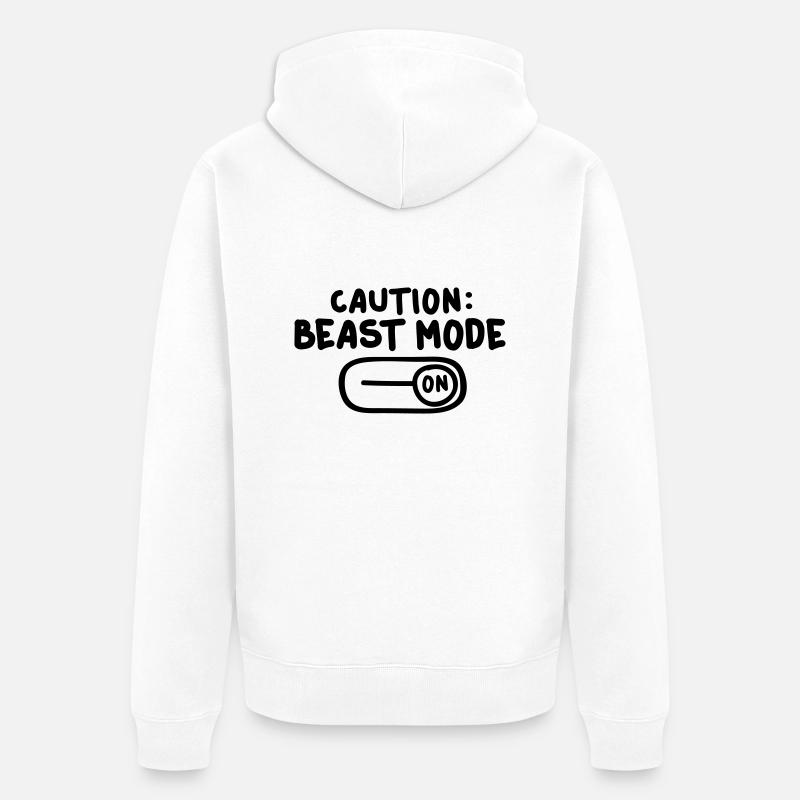 caution_beast_mode_1_f1 - Veste à capuche bio Premium Unisexe - blanc