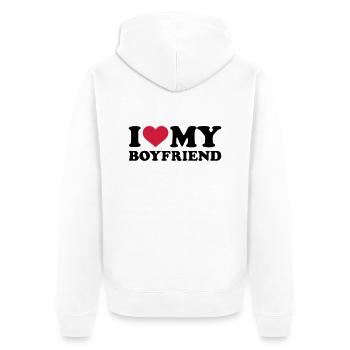 I love my boyfriend - Veste à capuche bio Premium Unisexe - blanc - Dos - Thijin (182cm)
