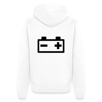 Batterie - Unisex Premium Bio Zip Hoodie - Weiß - Hinten - Thijin (182cm)