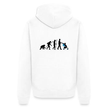 evolution_kinderkarre_032014_mann_b_2c - Unisex Premium Bio Zip Hoodie - Weiß - Hinten - Thijin (182cm)