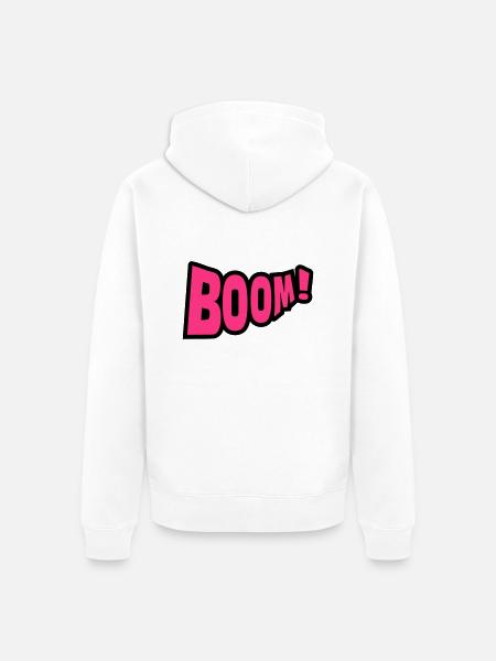 Boom - Unisex Premium Organic Zip Hoodie - white