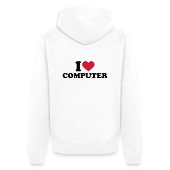 Computer - Unisex Premium Bio Zip Hoodie - Weiß - Hinten - Thijin (182cm)