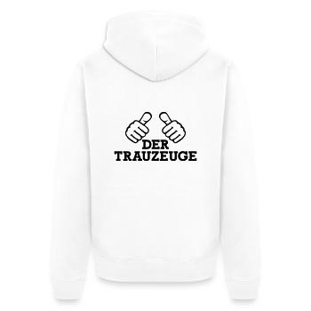 Trauzeuge - Unisex Premium Bio Zip Hoodie - Weiß - Hinten - Thijin (182cm)