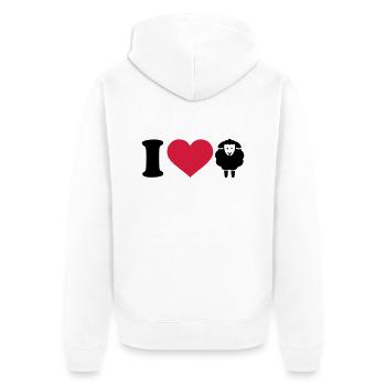 I love Sheep - Unisex Premium Organic Zip Hoodie - white - Back - Thijin (182cm)