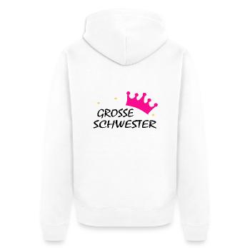 grosse schwester - Unisex Premium Bio Zip Hoodie - Weiß - Hinten - Thijin (182cm)