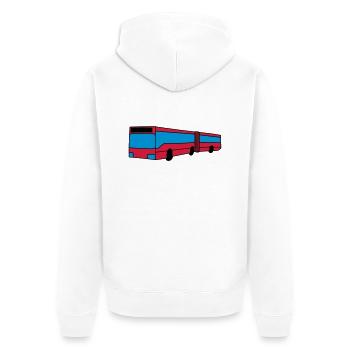Bus - Unisex Premium Bio Zip Hoodie - Weiß - Hinten - Thijin (182cm)
