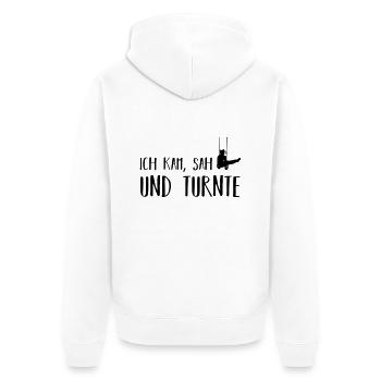 ich kam, sah und turnte - Unisex Premium Bio Zip Hoodie - Weiß - Hinten - Thijin (182cm)
