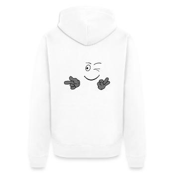 smileface_02 - Unisex Premium Bio Zip Hoodie - Weiß - Hinten - Thijin (182cm)