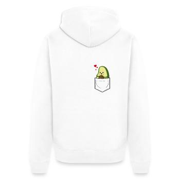 Avocado in Brusttasche - Unisex Premium Bio Zip Hoodie - Weiß - Hinten - Thijin (182cm)