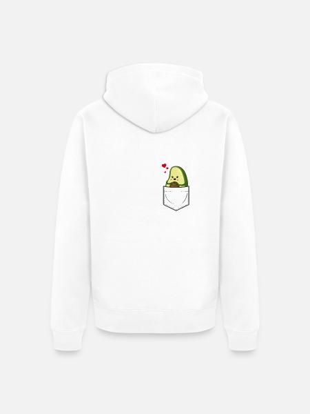 Avocado in Brusttasche - Unisex Premium Bio Zip Hoodie - Weiß