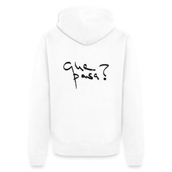 Que Pasa Line Art - Minimalistisch - Unisex Premium Bio Zip Hoodie - Weiß - Hinten - Thijin (182cm)
