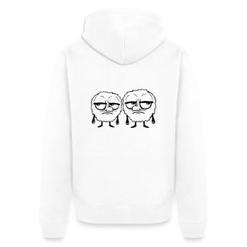 Team 2 Monster genervt - Unisex Premium Bio Zip Hoodie - Weiß - Hinten - Thijin (182cm)