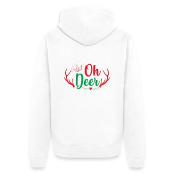 Oh Hirsch - Weihnachtshumor - Unisex Premium Bio Zip Hoodie - Weiß - Hinten - Thijin (182cm)