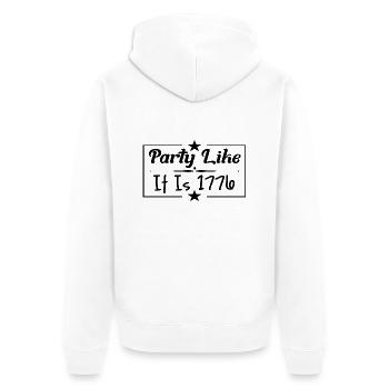 Party like it is 1776 - Unisex Premium Bio Zip Hoodie - Weiß - Hinten - Thijin (182cm)