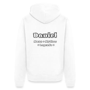 Daniel - der Mann, der Mythos, die Legende - Unisex Premium Bio Zip Hoodie - Weiß - Hinten - Thijin (182cm)