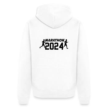 marathon 2024 - Unisex Premium Bio Zip Hoodie - Weiß - Hinten - Thijin (182cm)