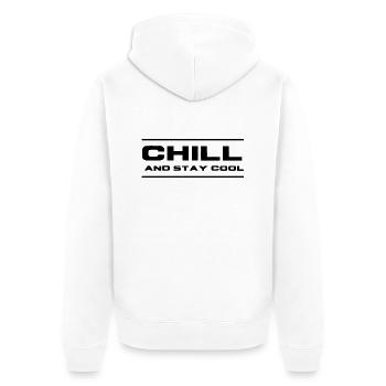 chill and stay cool - Unisex Premium Bio Zip Hoodie - Weiß - Hinten - Thijin (182cm)