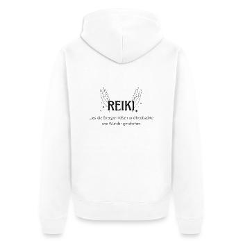 Reiki Meister Geschenk Heilung - Unisex Premium Bio Zip Hoodie - Weiß - Hinten - Thijin (182cm)