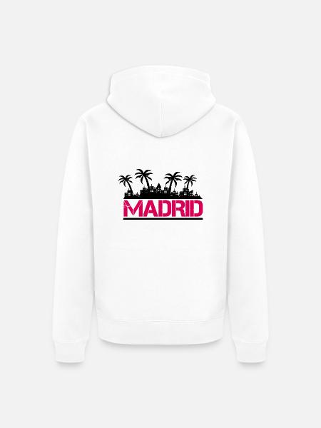 Madrid - Unisex Premium Organic Zip Hoodie - white