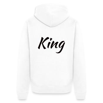 König - Unisex Premium Bio Zip Hoodie - Weiß - Hinten - Thijin (182cm)