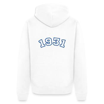 1931 Sport Blau - Unisex Premium Bio Zip Hoodie - Weiß - Hinten - Thijin (182cm)