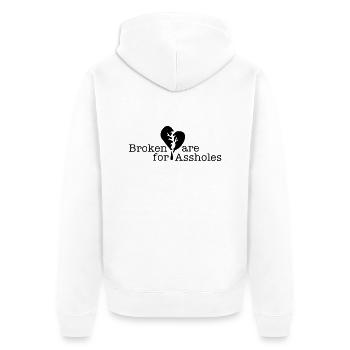 Herz Liebeskummer Liebe Freunde Frau Mann - Unisex Premium Bio Zip Hoodie - Weiß - Hinten - Thijin (182cm)
