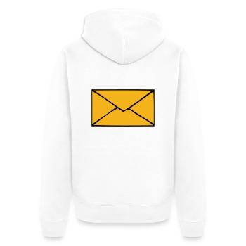 Briefumschlag - Unisex Premium Bio Zip Hoodie - Weiß - Hinten - Thijin (182cm)