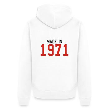 1971 - Unisex Premium Bio Zip Hoodie - Weiß - Hinten - Thijin (182cm)