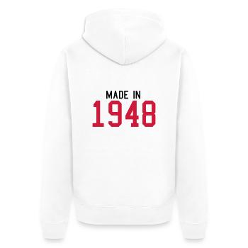 1948 - Unisex Premium Organic Zip Hoodie - white - Back - Thijin (182cm)