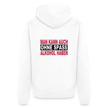 Alcohol - Unisex Premium Organic Zip Hoodie - white - Back - Thijin (182cm)