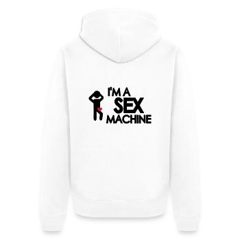 Sex - Unisex Premium Bio Zip Hoodie - Weiß - Hinten - Thijin (182cm)