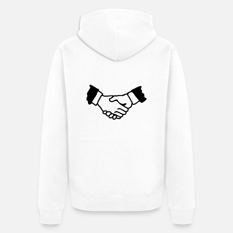 Poignée de main - Line - Veste à capuche bio Premium Unisexe - blanc
